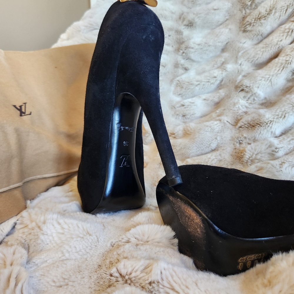 Black Suede Louis Vuitton Heel